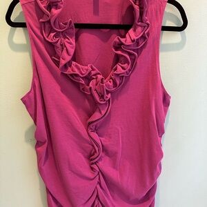 CAbi Fuchsia Ruffle Sleeveless Top